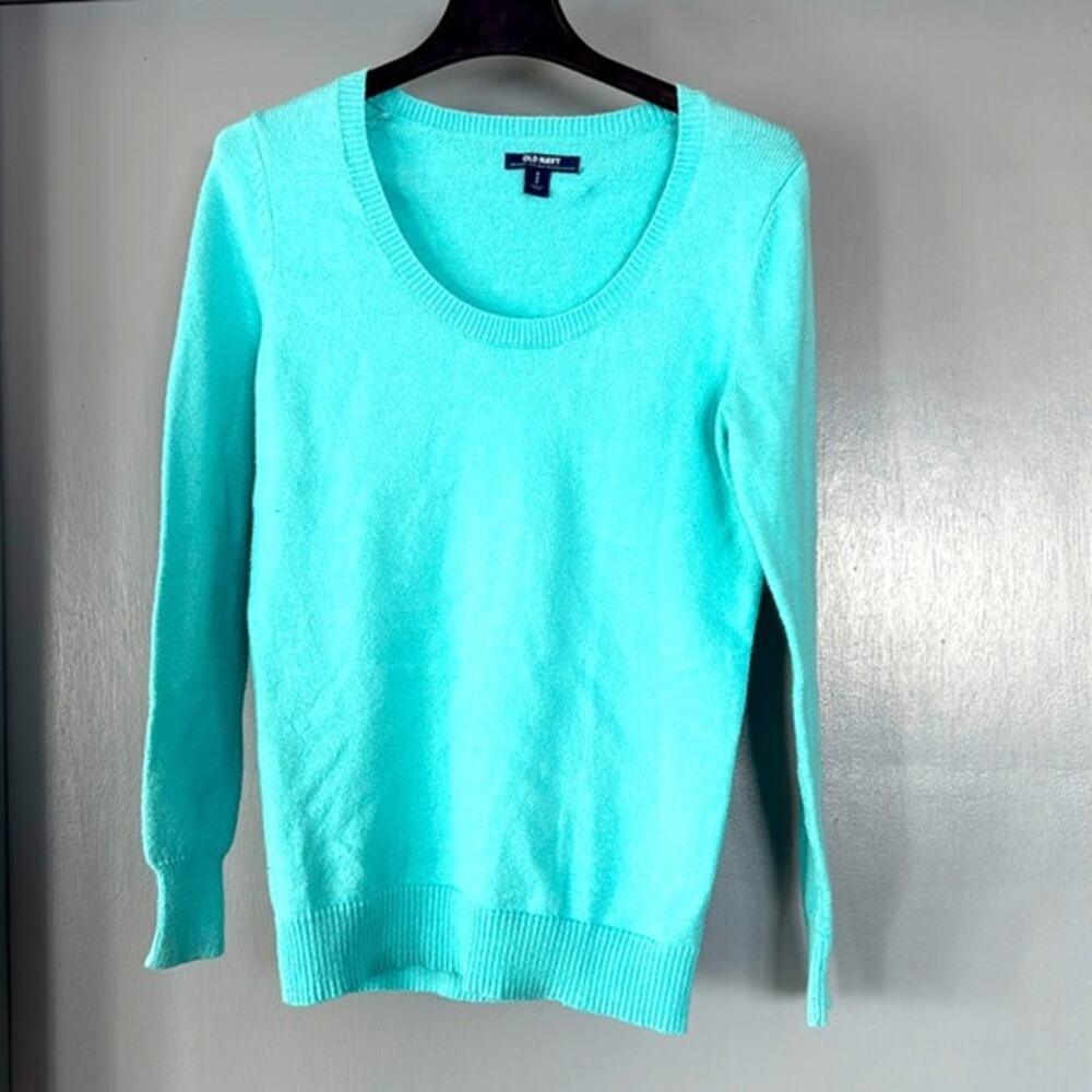 Old Navy Blue Lightweight Pullover Women's Long Sleeve Sweater Deep Scoop Neck M